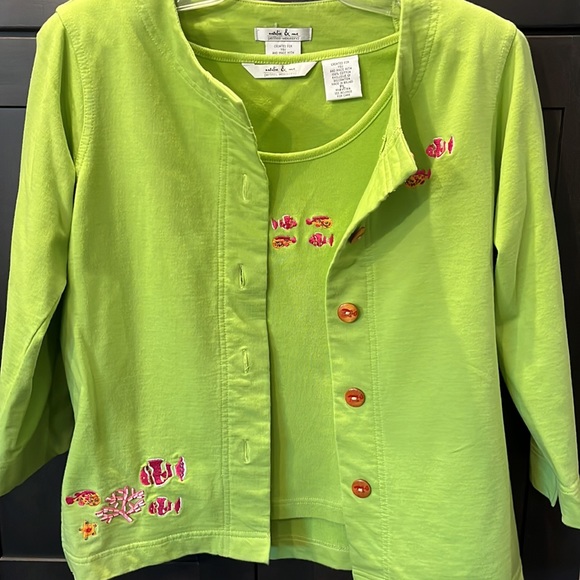 Natalie & Me Petites Weekend. Jacket & Tank Top. Lime Green size PL worn once - Picture 3 of 15